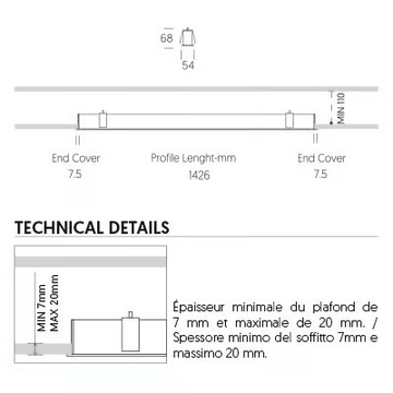 LINE E IP54 - Linear lighting profile for LED modules by ONOK Lighting - view 3